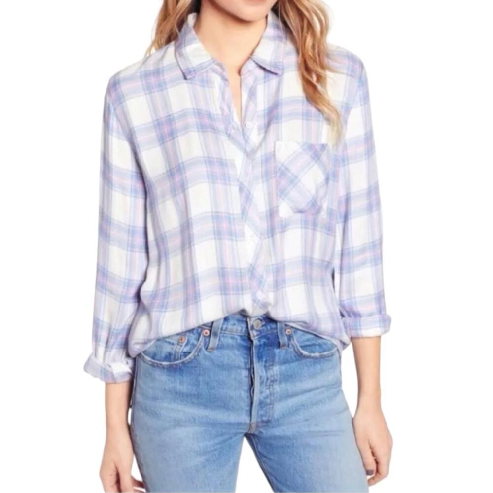 Rails Hunter White Coast Blush Plaid Button Down Shirt - Picture 1 of 8